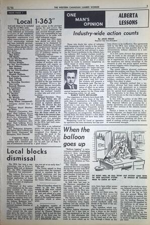  The Western Canadian Lumber Worker, Vol. XXXI, No. 16, 2nd Issue Aug. 1964   , page 3