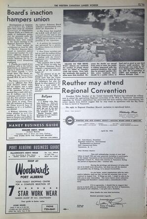  The Western Canadian Lumber Worker, Vol. XXXI, No. 16, 2nd Issue Aug. 1964   , page 2