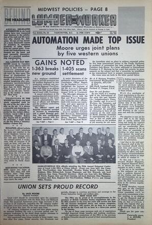   The Western Canadian Lumber Worker, Vol. XXXI, No. 16, 2nd Issue Aug. 1964   , page 1