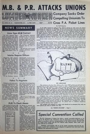   The Western Canadian Lumber Worker, Vol. XXXI, No. 12, 2nd Issue Jun. 1964   , page 1