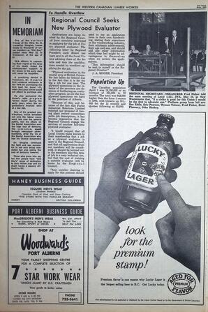   The Western Canadian Lumber Worker, Vol. XXXI, No. 10, 2nd Issue May 1964   , page 8