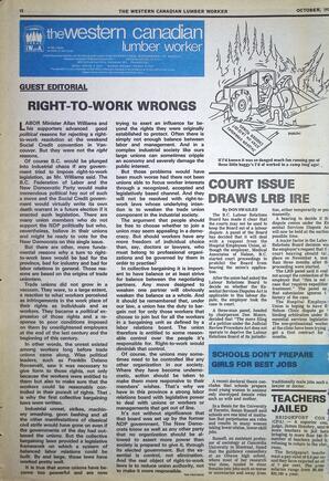   The Western Canadian Lumber Worker, Vol. XLVI No. 8, Oct. 1978   , page 12