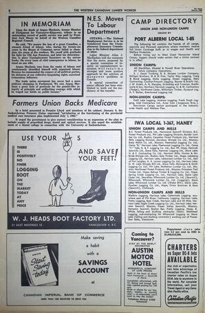   The Western Canadian Lumber Worker, Vol. XXXI, No. 5, 1st Issue Mar. 1964   , page 8