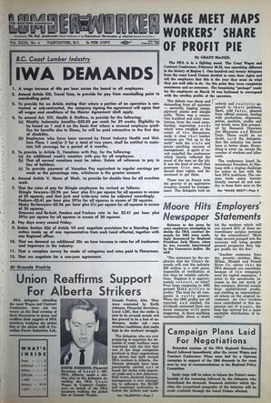   The Western Canadian Lumber Worker, Vol. XXXI, No. 4, 2nd Issue Feb. 1964   , page 1