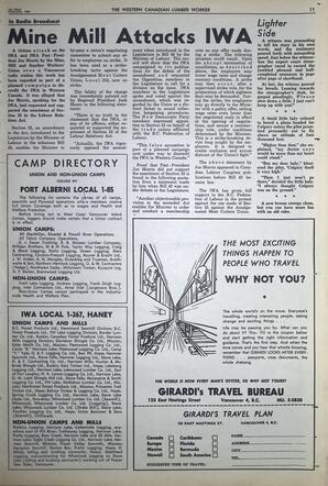   The Western Canadian Lumber Worker, Vol. XXXI, No. 3, 1st Issue Feb. 1964   , page 11