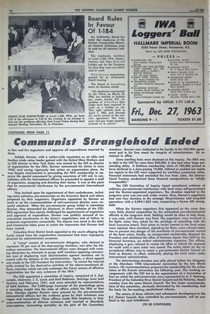   The Western Canadian Lumber Worker, Vol. XXX, No. 23, 1st Issue Dec. 1963   , page 12