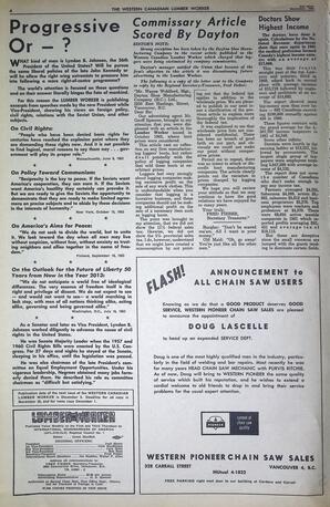   The Western Canadian Lumber Worker, Vol. XXX, No. 22, 2nd Issue Nov. 1963   , page 4