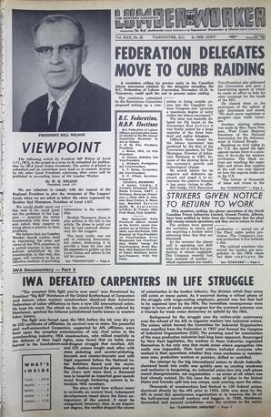   The Western Canadian Lumber Worker, Vol. XXX, No. 22, 2nd Issue Nov. 1963   , page 1