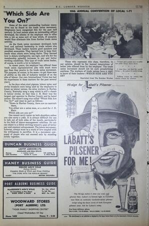   The B.C. Lumber Worker, Vol. XXVII, No. 2, 2nd Issue Jan. 1960   , page 2