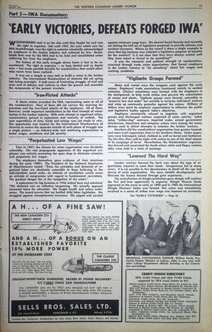   The Western Canadian Lumber Worker, Vol. XXX, No. 19, 1st Issue Oct. 1963   , page 11