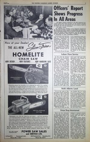   The Western Canadian Lumber Worker, Vol. XXX, No. 19, 1st Issue Oct. 1963   , page 7