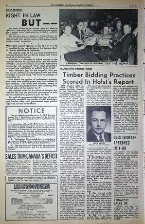   The Western Canadian Lumber Worker, Vol. XXX, No. 19, 1st Issue Oct. 1963   , page 4