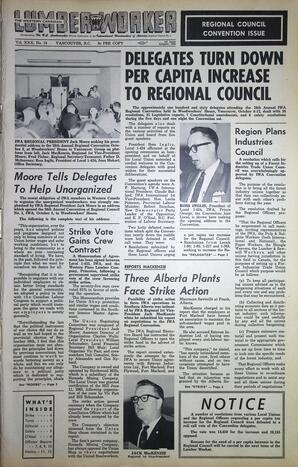   The Western Canadian Lumber Worker, Vol. XXX, No. 19, 1st Issue Oct. 1963   , page 1
