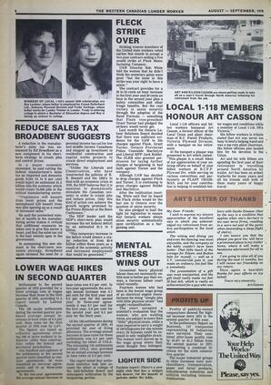   The Western Canadian Lumber Worker, Vol. XLVI No. 7, Aug.-Sep 1978   , page 8