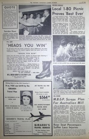   The Western Canadian Lumber Worker, Vol. XXX, No. 17, 1st Issue Sep. 1963   , page 6