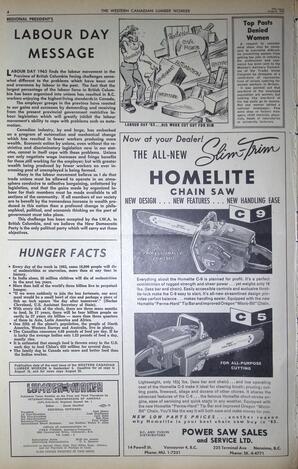   The Western Canadian Lumber Worker, Vol. XXX, No. 16, 2nd Issue Aug. 1963   , page 4
