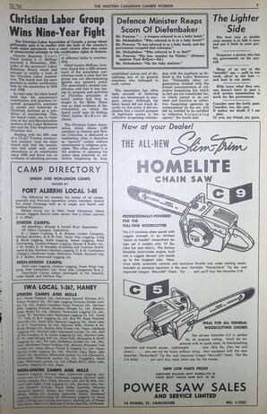   The Western Canadian Lumber Worker, Vol. XXX, No. 14, 2nd Issue Jul. 1963   , page 7