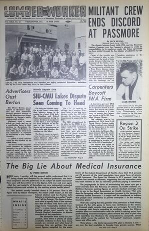   The Western Canadian Lumber Worker, Vol. XXX, No. 11, 1st Issue Jun. 1963   , page 1