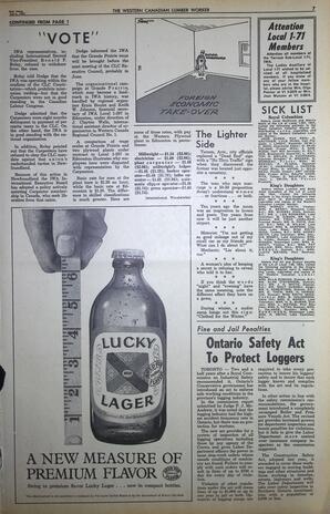   The Western Canadian Lumber Worker, Vol. XXX, No. 8, 2nd Issue Apr. 1963   , page 7