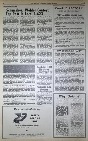  The Western Canadian Lumber Worker, Vol. XXX, No. 7, 1st Issue Apr. 1963   , page 8