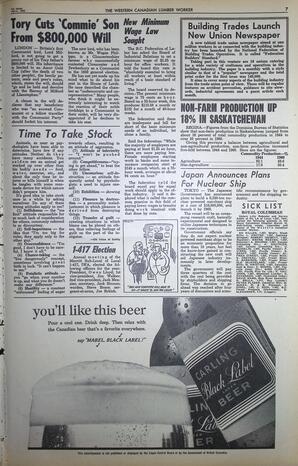   The Western Canadian Lumber Worker, Vol. XXX, No. 7, 1st Issue Apr. 1963   , page 7