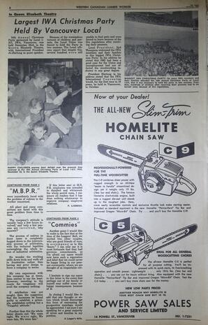   The Western Canadian Lumber Worker, Vol. XXX, No. 1, 1st Issue Jan. 1963   , page 6