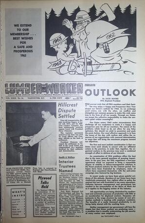   The Western Canadian Lumber Worker, Vol. XXIX, No. 24, 2nd Issue Dec. 1962   , page 1