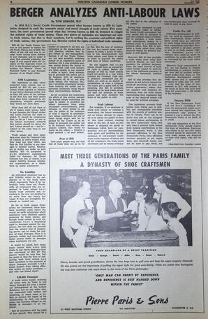   The Western Canadian Lumber Worker, Vol. XXIX, No. 21, 2nd Issue Nov. 1962   , page 6