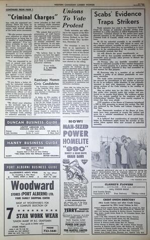   The Western Canadian Lumber Worker, Vol. XXIX, No. 21, 2nd Issue Nov. 1962   , page 2