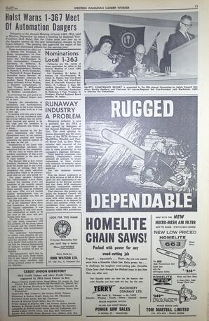   The Western Canadian Lumber Worker, Vol. XXIX, No. 17, 1st Issue Oct. 1962   , page 11