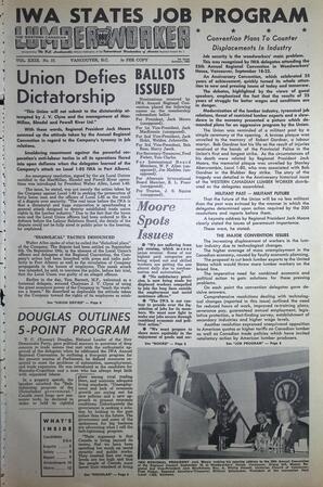   The Western Canadian Lumber Worker, Vol. XXIX, No. 17, 1st Issue Oct. 1962   , page 1