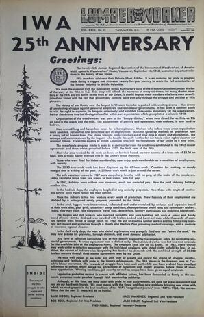   The Western Canadian Lumber Worker, Vol. XXIX, No. 17, 2nd Issue Sep. 1962   , page 1