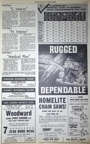   The Western Canadian Lumber Worker, Vol. XXIX, No. 14, 1st Issue Aug. 1962   , page 2