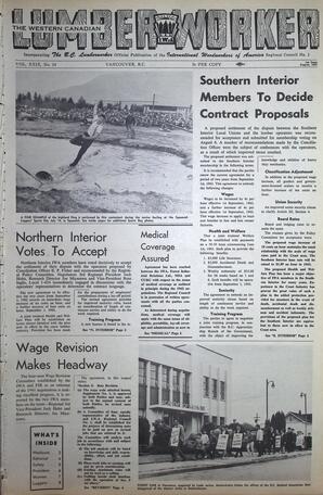   The Western Canadian Lumber Worker, Vol. XXIX, No. 14, 1st Issue Aug. 1962   , page 1