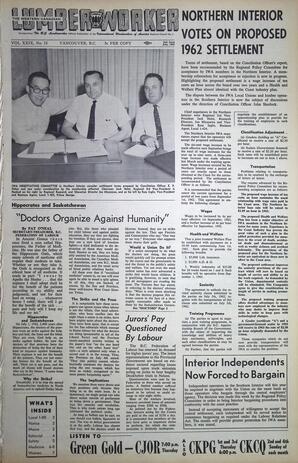   The Western Canadian Lumber Worker, Vol. XXIX, No. 13, 2nd Issue Jul. 1962   , page 1