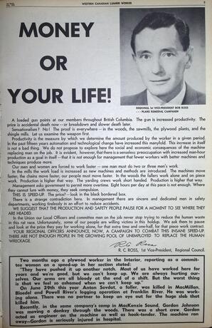   The Western Canadian Lumber Worker, Vol. XXIX, No. 12, 1st Issue Jul. 1962   , page 5