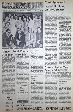   The Western Canadian Lumber Worker, Vol. XXIX, No. 12, 1st Issue Jul. 1962   , page 1