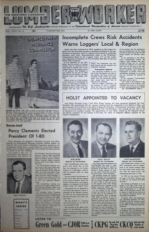   The Western Canadian Lumber Worker, Vol. XXIX, No. 11, 2nd Issue Jun. 1962   , page 1