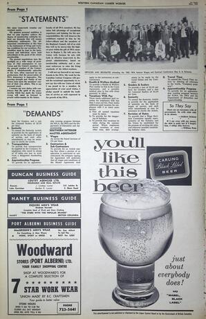   The Western Canadian Lumber Worker, Vol. XXIX, No. 9, 1st Issue May 1962   , page 2
