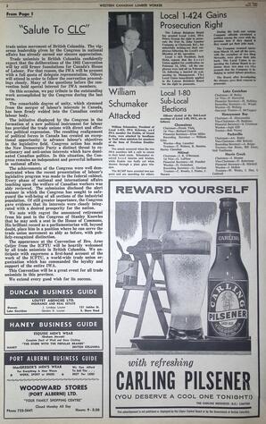   The Western Canadian Lumber Worker, Vol. XXIX, No. 7, 1st Issue Apr. 1962   , page 2