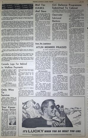   The Western Canadian Lumber Worker, Vol. XXIX, No. 6, 2nd Issue Mar. 1962   , page 8