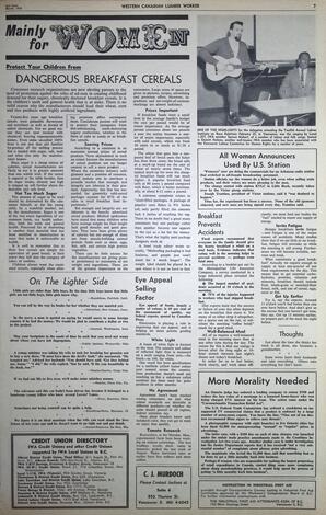   The Western Canadian Lumber Worker, Vol. XXIX, No. 6, 2nd Issue Mar. 1962   , page 7