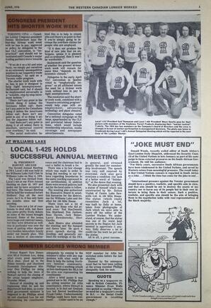   The Western Canadian Lumber Worker, Vol. XLVI No. 5, Jun. 1978   , page 3