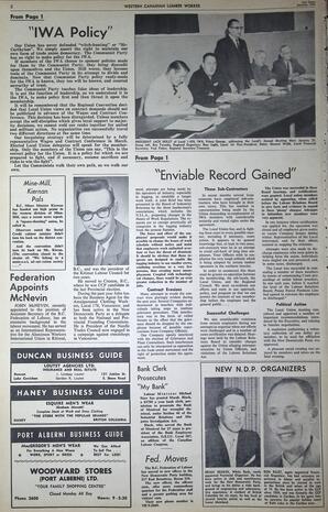   The Western Canadian Lumber Worker, Vol. XXIX, No. 2, 2nd Issue Jan. 1962   , page 2