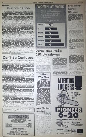   The Western Canadian Lumber Worker, Vol. XXIX, No. 1, 1st Issue Jan. 1962   , page 4
