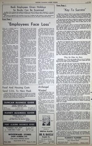   The Western Canadian Lumber Worker, Vol. XXIX, No. 1, 1st Issue Jan. 1962   , page 2