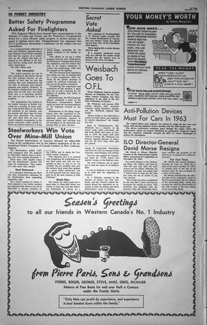   The Western Canadian Lumber Worker, Vol. XXVIII, No. 23, 1st Issue Dec. 1961   , page 6