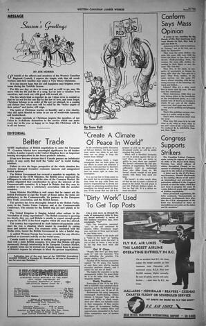  The Western Canadian Lumber Worker, Vol. XXVIII, No. 23, 1st Issue Dec. 1961   , page 4