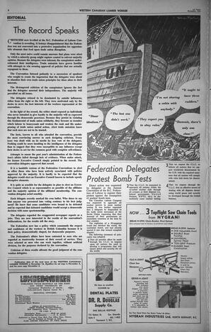   The Western Canadian Lumber Worker, Vol. XXVIII, No. 21, 1st Issue Nov. 1961   , page 4