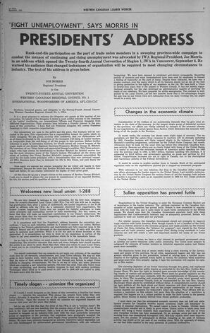   The Western Canadian Lumber Worker, Vol. XXVIII, No. 17, 1st Issue Sep. 1961   , page 7